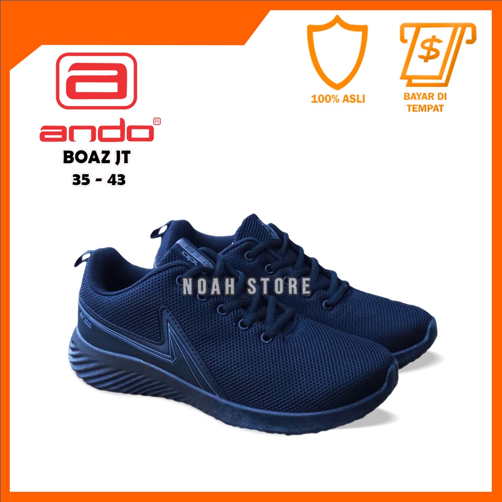 NOAH - Sepatu Pria ANDO BOAZ JT 35-43 /Sepatu Sekolah Hitam /Sneakers /Sepatu Keren /Sepatu Olahraga