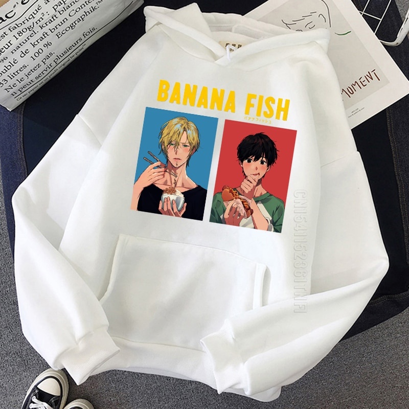 Jaket Hoodie BANANA FISH Pullover Hoodie Kartun Anime Jepang