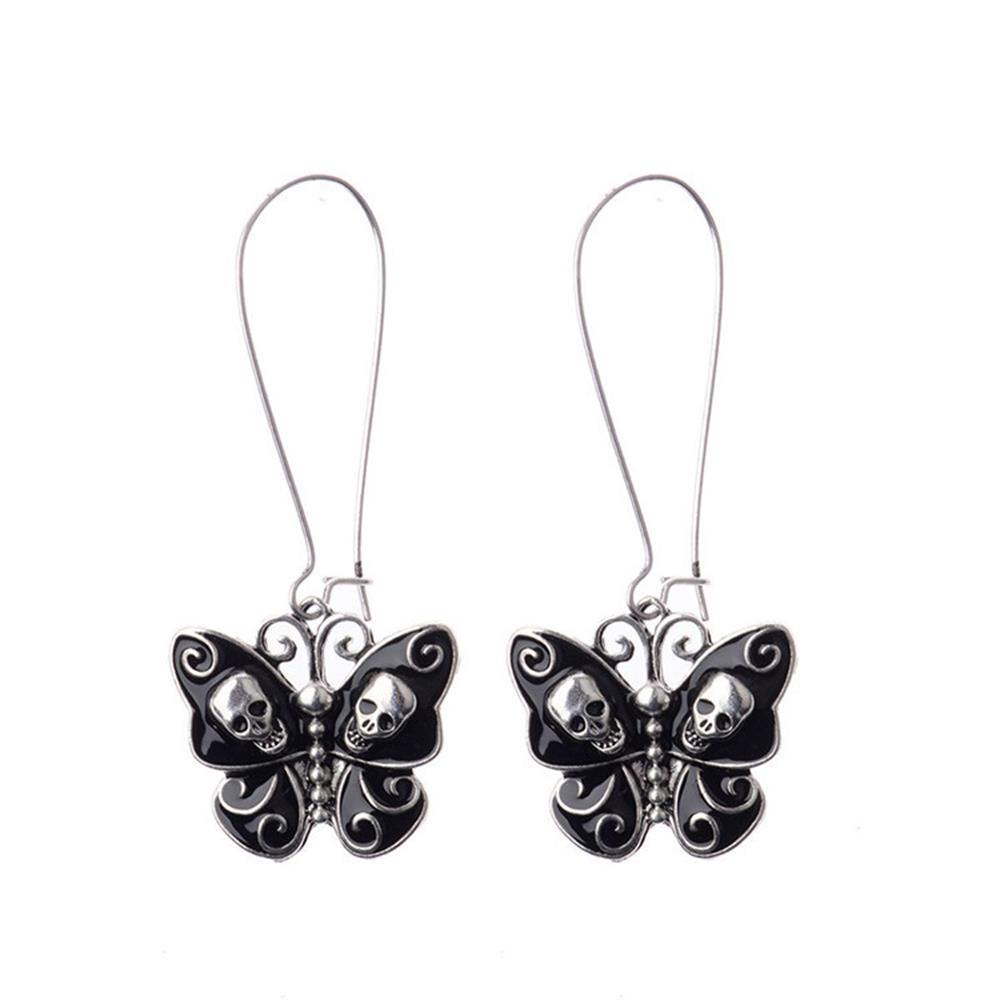 Wonder 1pasang Hook Menjuntai Anting Gothic Punk Drop Butterfly