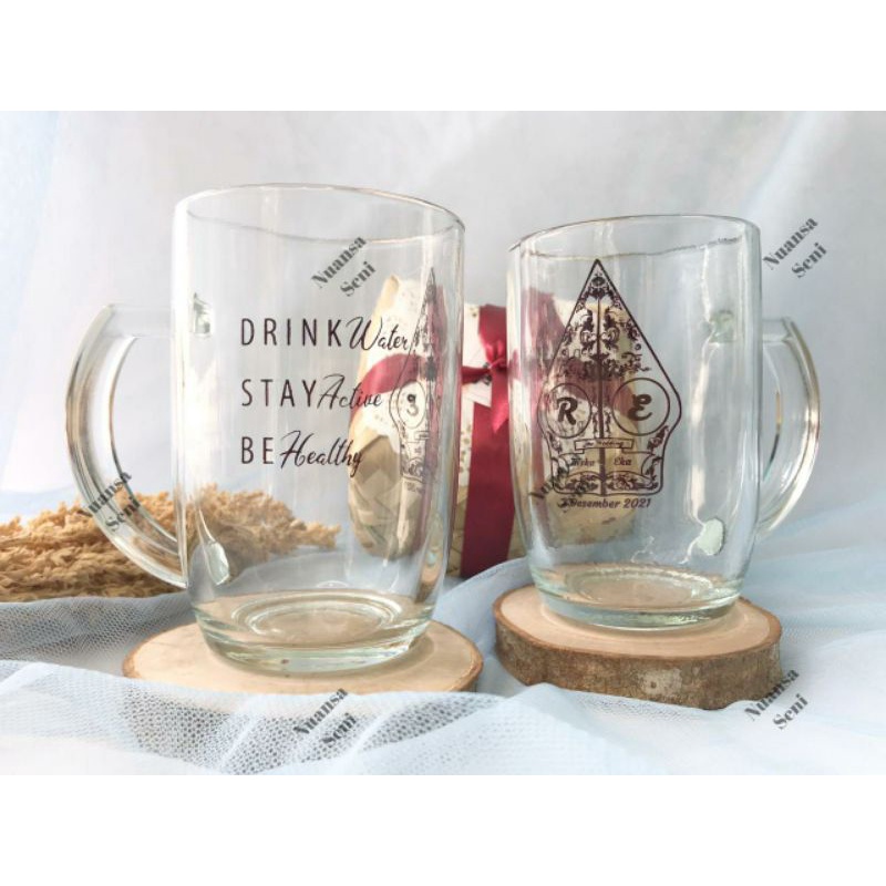 Souvenir Gelas Pernikahan Gelas Kaca Minum Gelas Mug Oval Jumbo Gelas Jus Gelas Gagang Kaca Besar Ge
