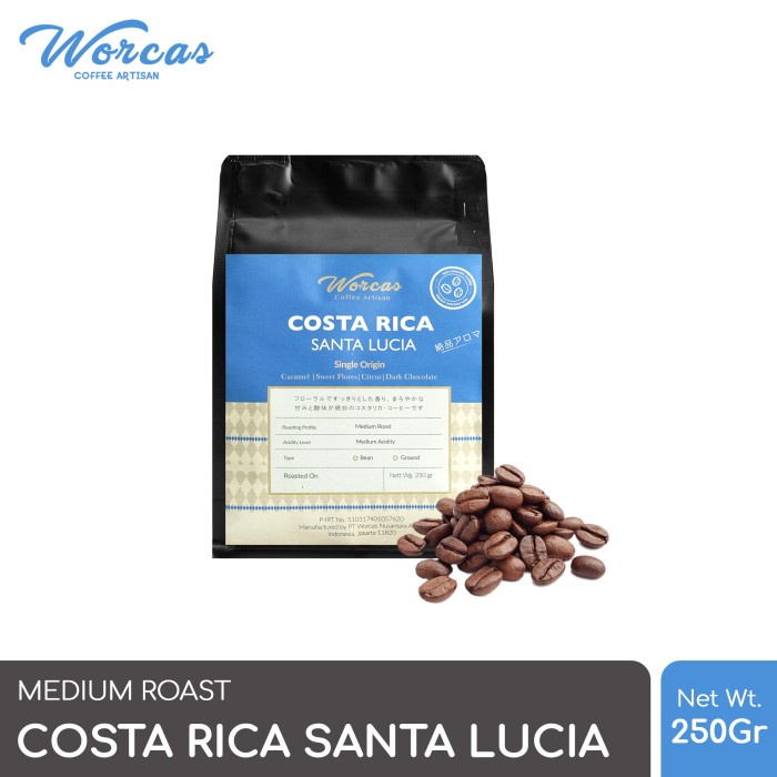 

ds011css Worcas Arabica Costa Rica Santa Lucia 250 Gram - Medium Roast - Kopi Biji Ds20X11