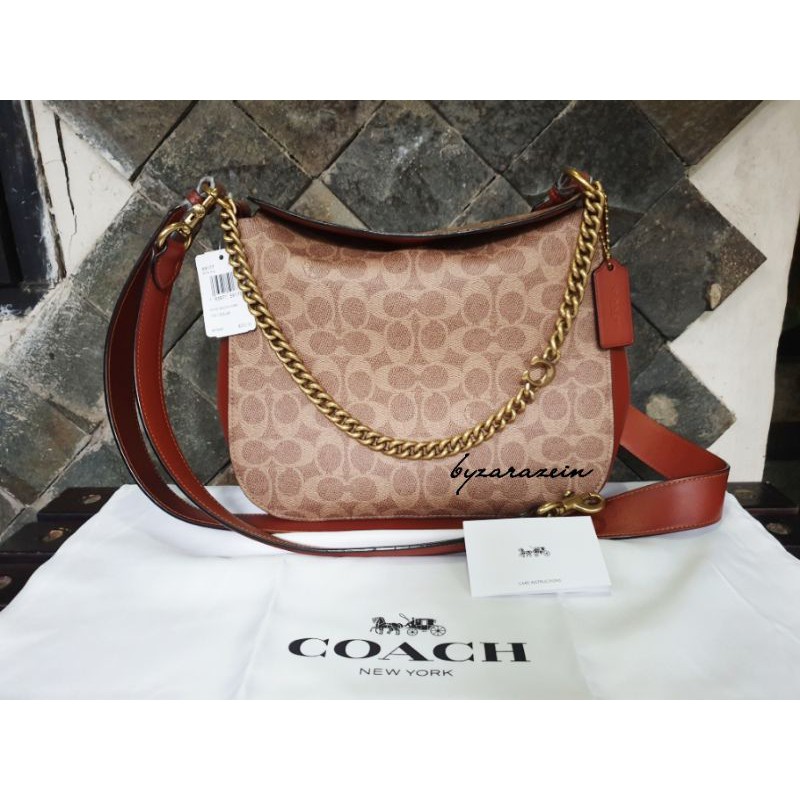 Coach Sign Chain Hobo Tan Rust (Booked Amanda)