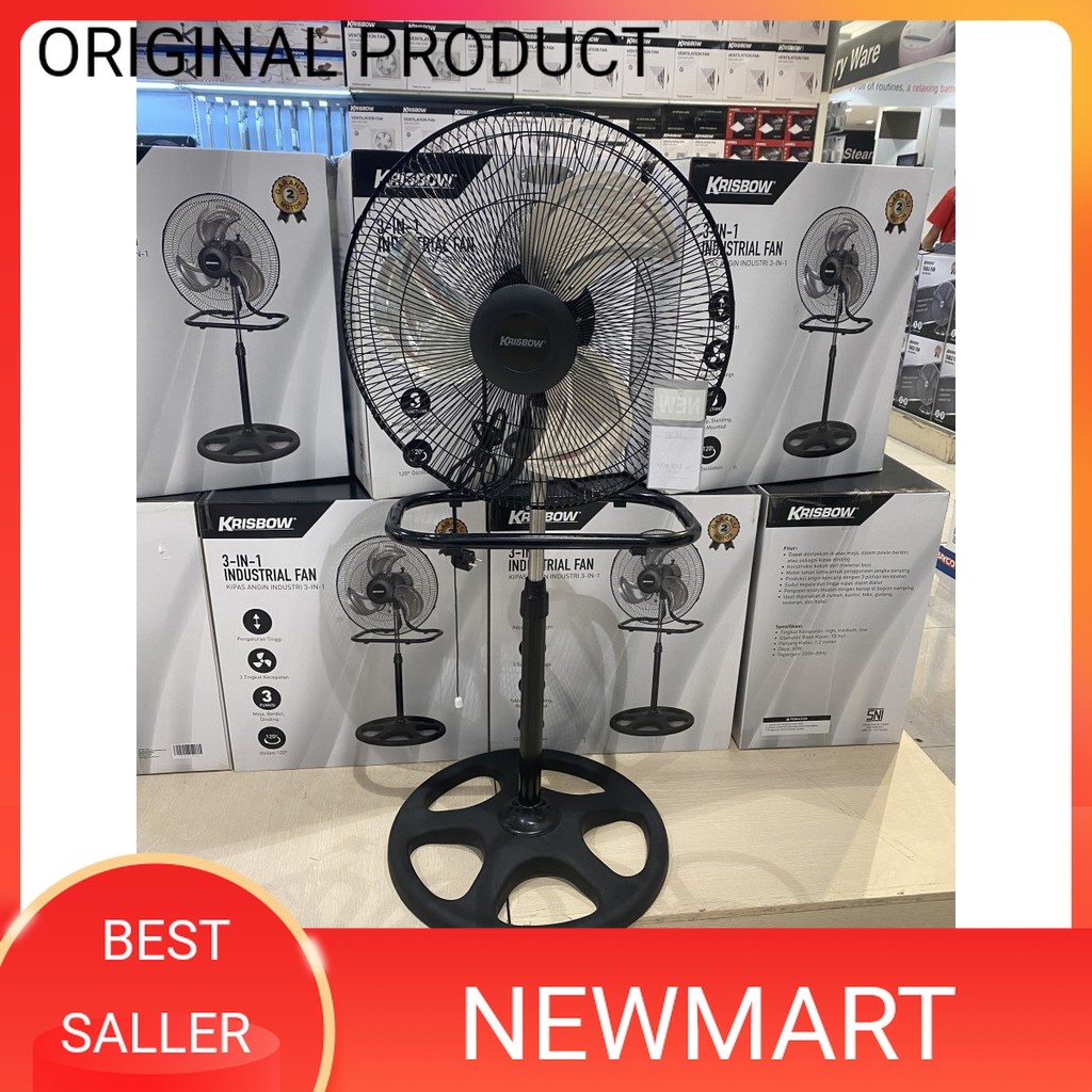 Krisbow kipas angin besi tornado 3 in 1 18 inch dinding +berdiri+duduk