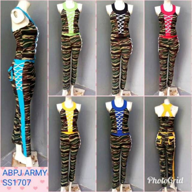SETELAN BAJU SENAM ARMY | SETELAN ZUMBA | BAJU SENAM | CELANA SENAM