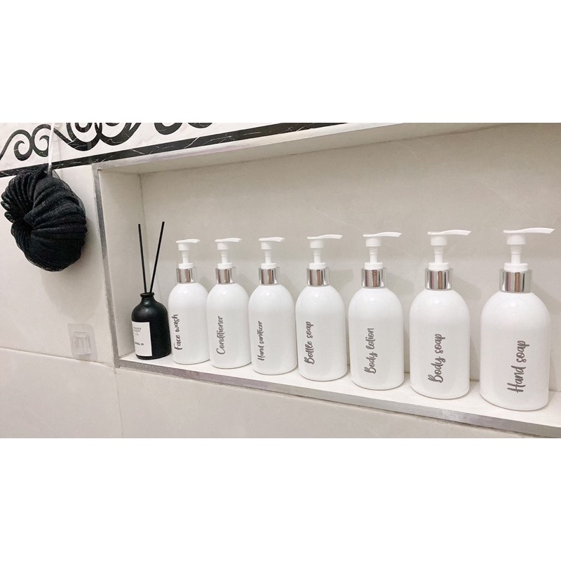 Botol 250ml new silver kecil. aesthetic bottle minimalist refill organizer tempat sabun cair pump estetik