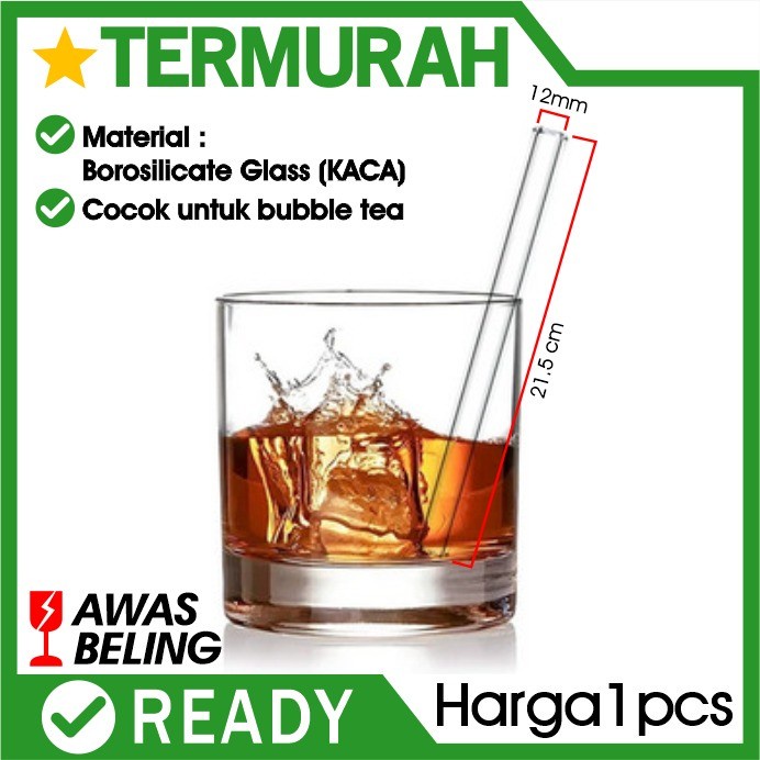 Sedotan boba KACA beling glass Straw Bubble Tea Sedotan clear Besar