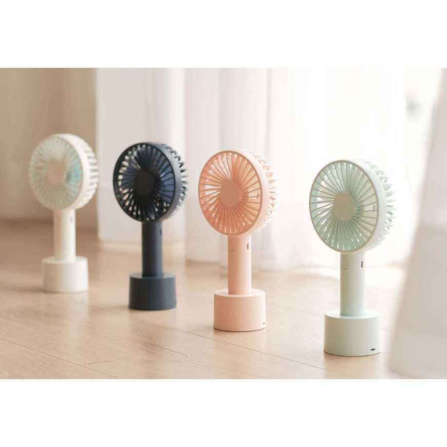 Dygzh Mini Desktop Personal Fan Handheld Mini Fan with USB Rechargeable 800 mAh Battery Detachable Base Travel Camping 3 Speed 3.5 Hours 4 Colors Strong Wind in The Home Office Quiet Operation 