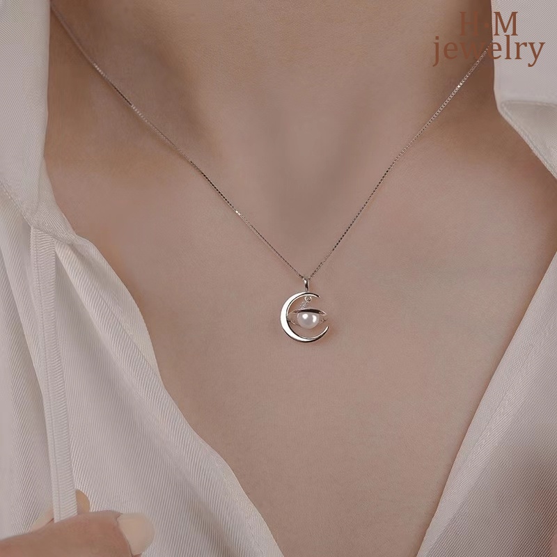 Kalung Rantai Sterling Silver 925 Dengan Liontin Planet / Bulan Warna-Warni Untuk Wanita