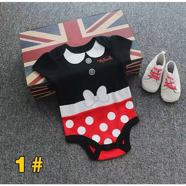 BAJU BAYI JUMPER ROMPER NEWBORN MICKEY MINNIE MOUSE PIYAMA IMPOR