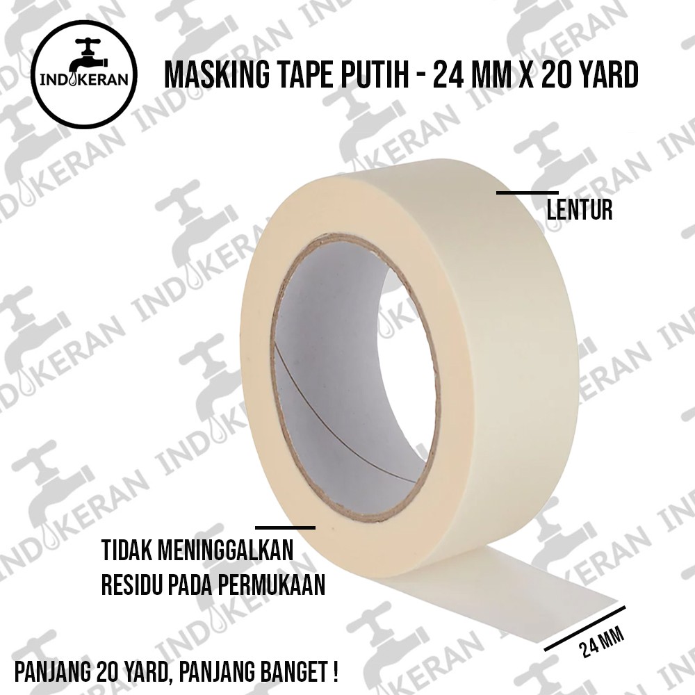 INDOKERAN - Masking Tape Putih - 24 MM x 20 Yard