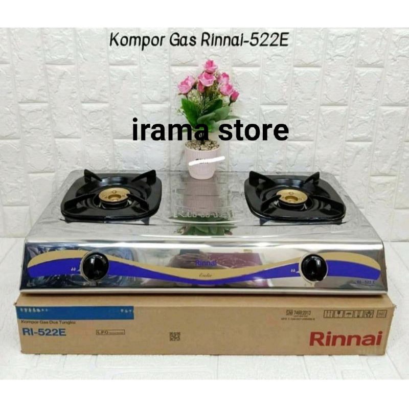 Kompor gas Rinnai 2 tungku RI-522E Kompor Rinnai RI 522E STAINLESS