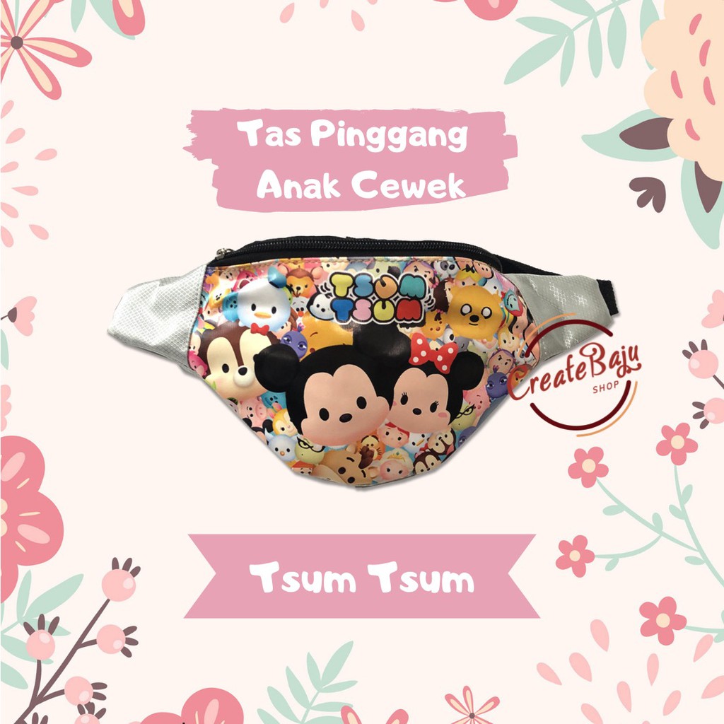 TAS PINGGANG ANAK MURAH TSUM TSUM ABU WAIST BAG ANAK TERMURAH KARAKTER CEWEK