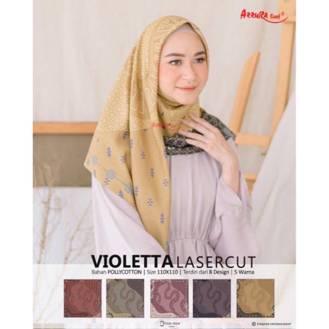 Hijab Segi Empat VIOLETTA LASERCUT design 2 by Azzura
