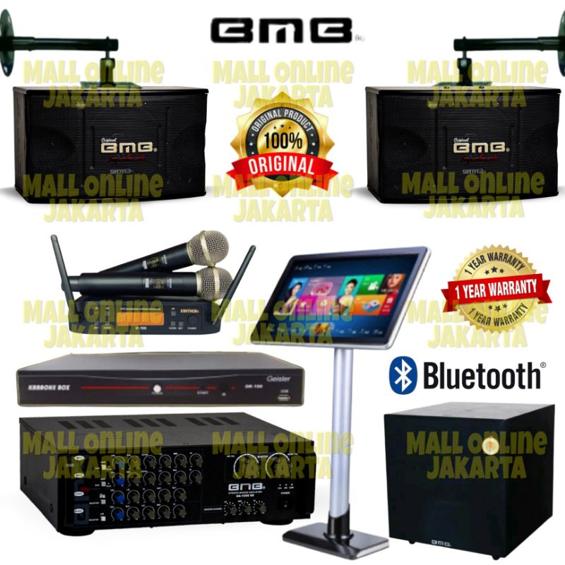 Paket karaoke Bmb fullset 10 inch Sound system set subwoofer 12 inch monitor touchscreen