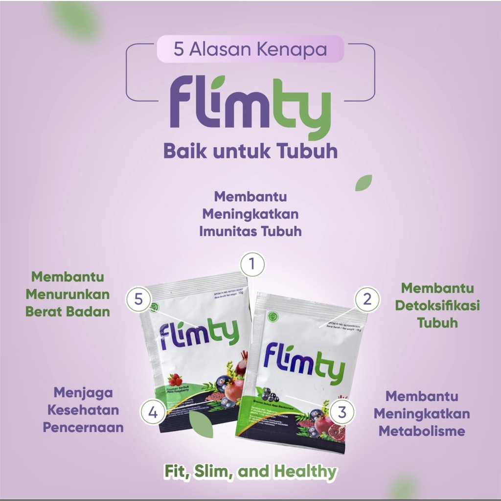 FLIMTY Fiber Detox Antidioksidan Rasa Blackcurrant / Raspberry / Minuman Diet Pelangsing Alami Pelangsing Ampuh 1 Box 16 Sachet BPOM