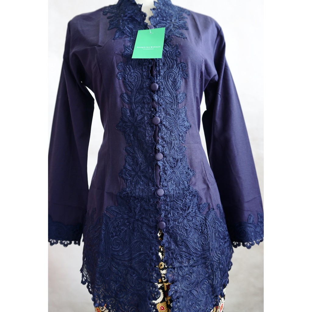 Kebaya Modern Katun Dongker Navy 658 Encim - Neng Lina Kebaya-2