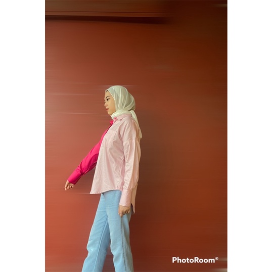 Two Tone Shirt by Keenanthi / Kemeja Katun / Kemeja Toyobo / Kemeja Wanita Fuschia