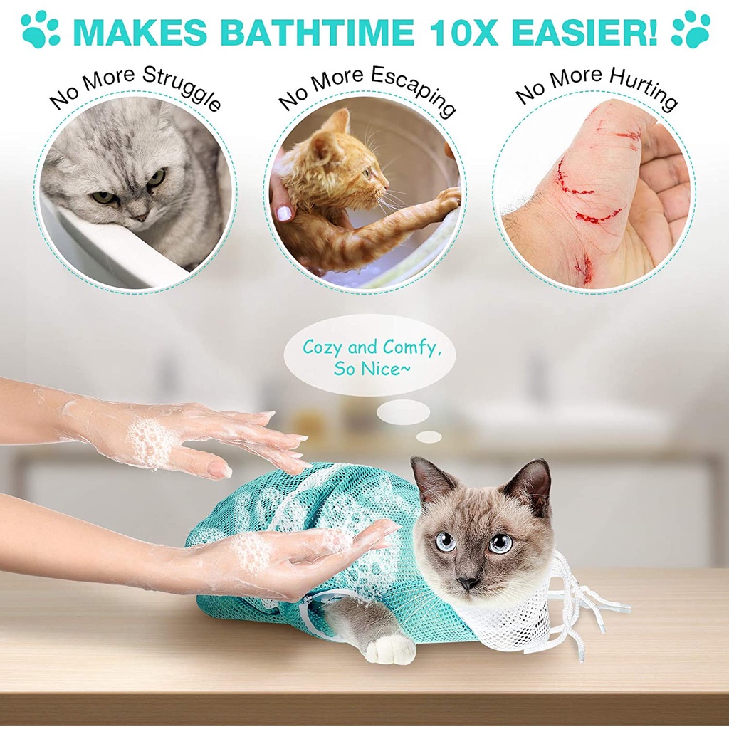 Grooming Bag Kucing/Kucing Kantong Mandi Tas/Cat Bath Bag/Tas Kantong Jaring Kucing