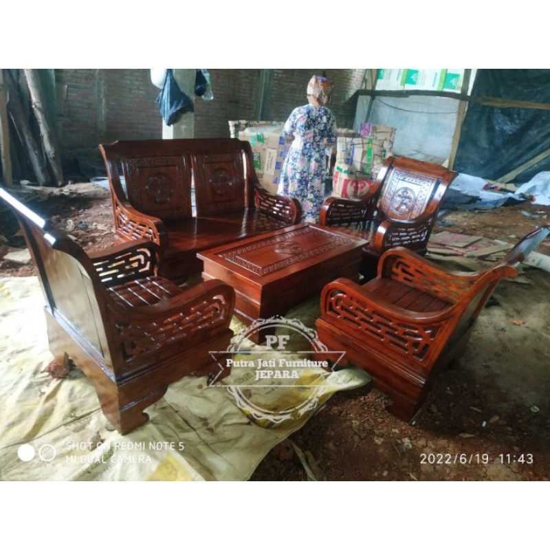 Kursi Tamu Rumah Meja Tamu Ruangan Kayu Jati Jepara