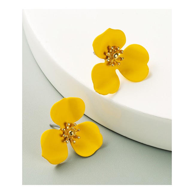 LRC Anting Tusuk Fashion Flower Alloy Spray Paint Earrings P59667