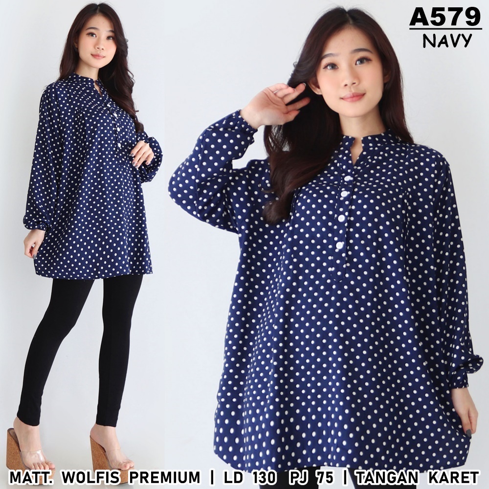 UNION11 -  ATASAN WANITA JUMBO XXXXL / ATASAN WANITA JUMBO LD 130 /  BLOUSE WANITA JUMBO OKTA SINDI PRILY-A579 DESI NAVY