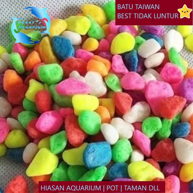 BATU HIASAN AQUARIUM AQUASCAPE | BATU WARNA WARNI | BATU TAIWAN 250 GR | HIAS POT/TAMAN | BATU HIAS