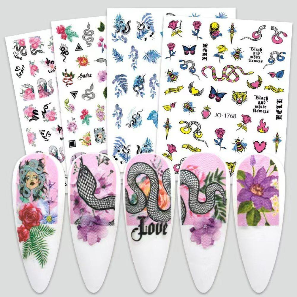 Preva Stiker Nail Art Alat Kecantikan Kuku Manicure Flowers Printing Skeleton