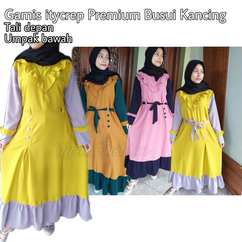 ZF - Gamis itycrep Premium Busui Kancing