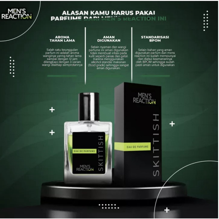 Parfum  Mens Reactions Skittish Dengan Sensasi 3 aroma Keharuman