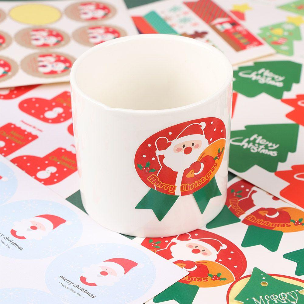 Populer 5pcs Stiker Kemasan Lucu Natal Self Adhesive Sealing Sticker