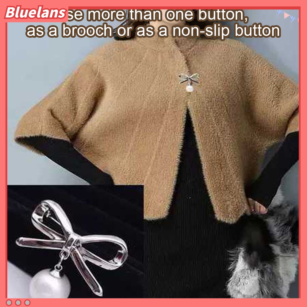 Bluelans 2Pcs Women Lady Fashion Bowknot Big Faux Pearl Alloy Brooch Pins Jewelry Gift