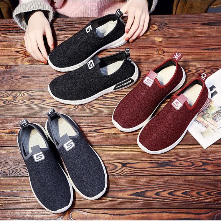TBIG [COD] Sepatu Slip On S Fashion Sepatu Wanita Kuliah Kerja Santai Sepatu Import