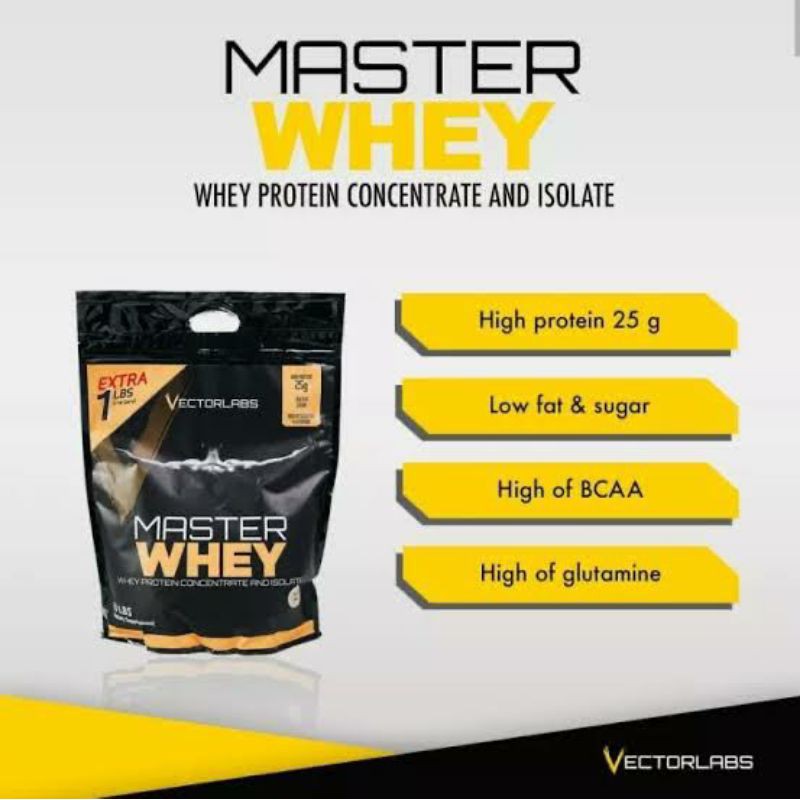 VECTORLABS MASTER WHEY 10 LBS 10 LBS  LBS MASTERWHEY SUsu protein otot gym fitnes alami bpom