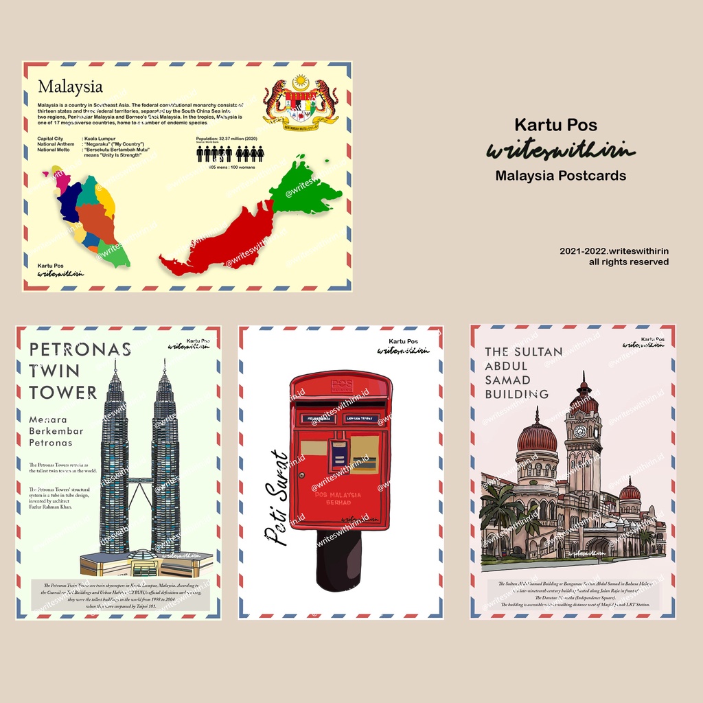 

(writeswithirin) Postcard/ Kartu Pos/ Poskad Malaysia Themed