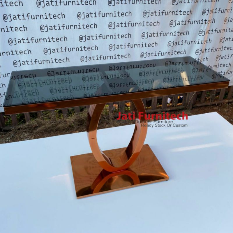 console table stainless rose gold - meja hias stainless - jati furnitech
