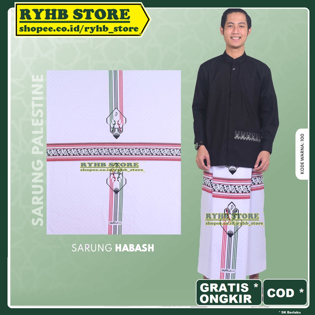 SARUNG RABBANI HABASH PUTIH PALESTINA