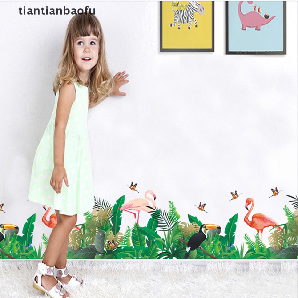 [tiantianbaofu] flamingo leaf butterfly wall sticker background diy art mural decal home decor Boutique