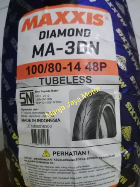 Ban tubeless Maxxis Diamond 100/80-14 for Lexi/Vario 125/150/Beat f1/Esp/Mio soul GT/X-ride/Mio M3