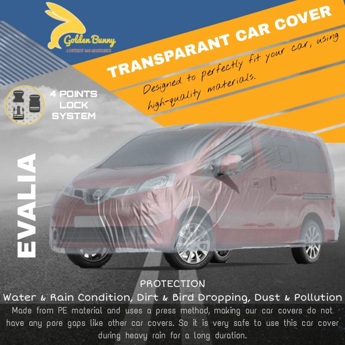 Sarung Mobil Plastik TEBAL - Body Cover Transparan EVALIA