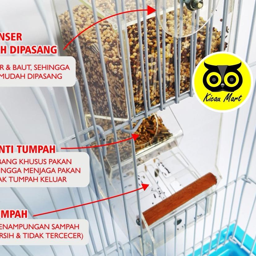 ☼ DISPENSER SOLITER WADAH PAKAN BURUNG LOVEBIRD AKRILIK PREMIUM SEMPATI TEMPAT MAKAN LOVE BIRD MKTP1