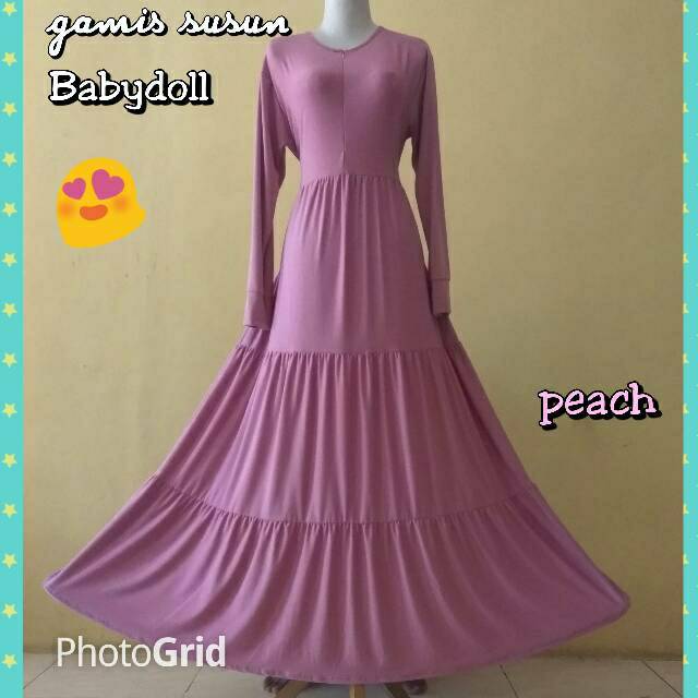 Big Promo Gamis Susun Polos Babydoll Canda XL