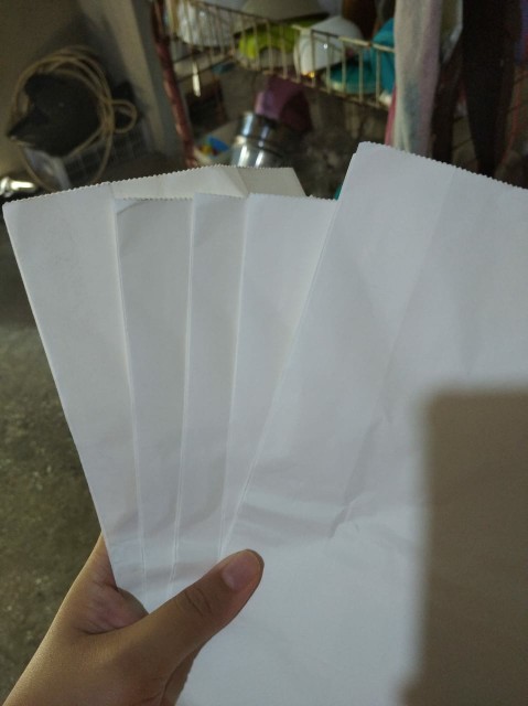 ( 13x24 Cm ) Paper Food Bag L / Kantong Kertas Putih Untuk Burger Gorengan Fast Food Flat Bottom