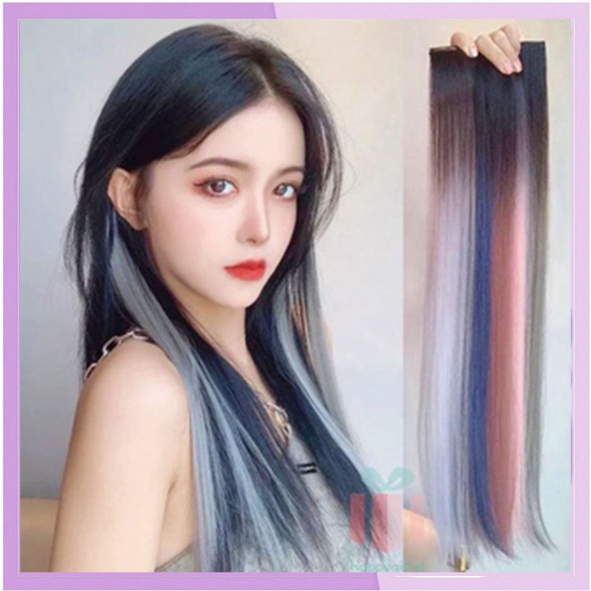 Rambut Jepit palsu Colourful Extention Wig rambut palsu wanita