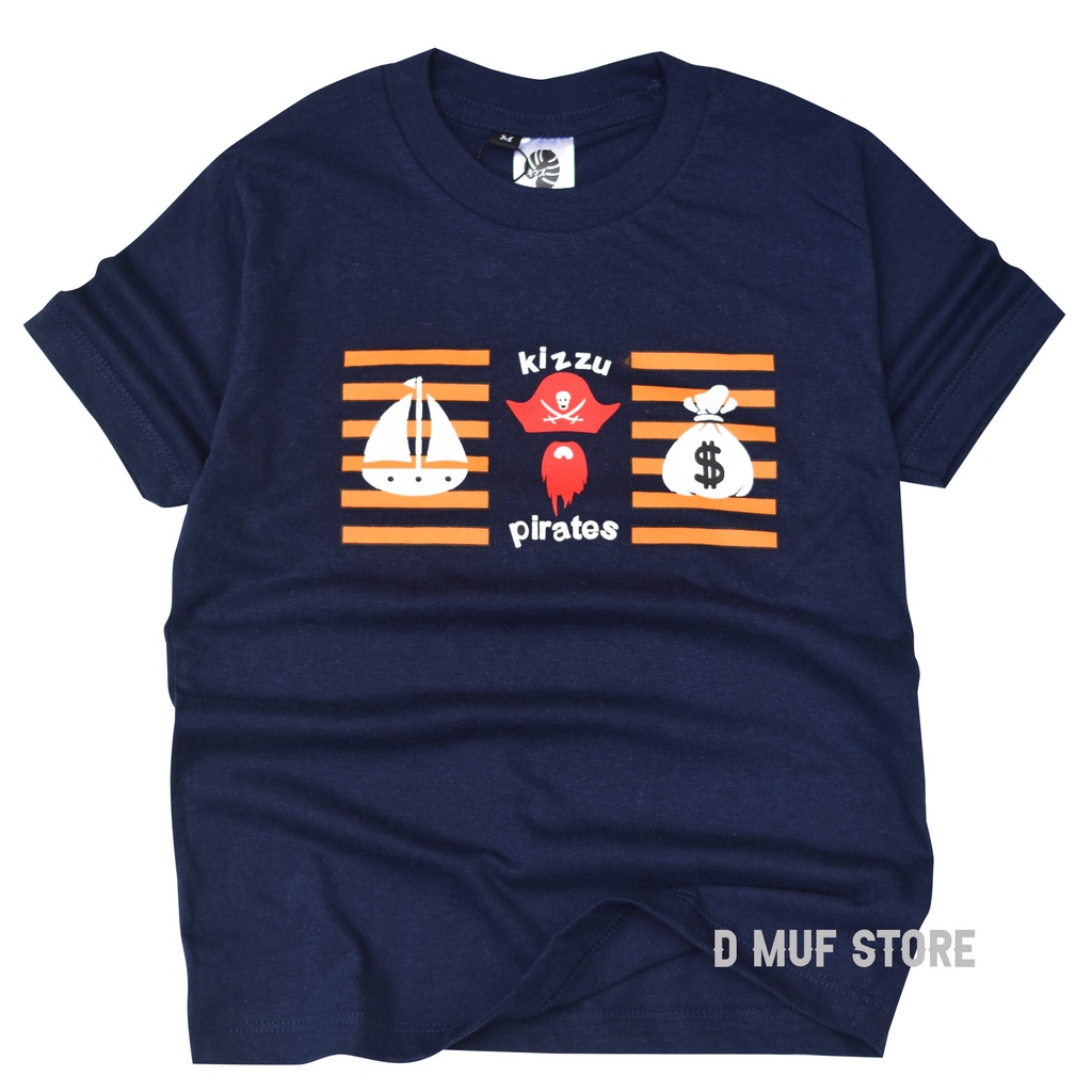 Kizzu Kaos Anak Premium Cotton 30s Usia 1-12 Tahun Pirates Navy- dmufstore