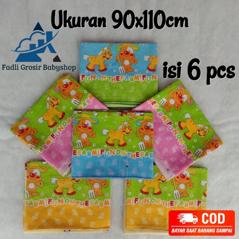 Bedong Bayi Isi 6 Pcs Motif Karakter Terbaru