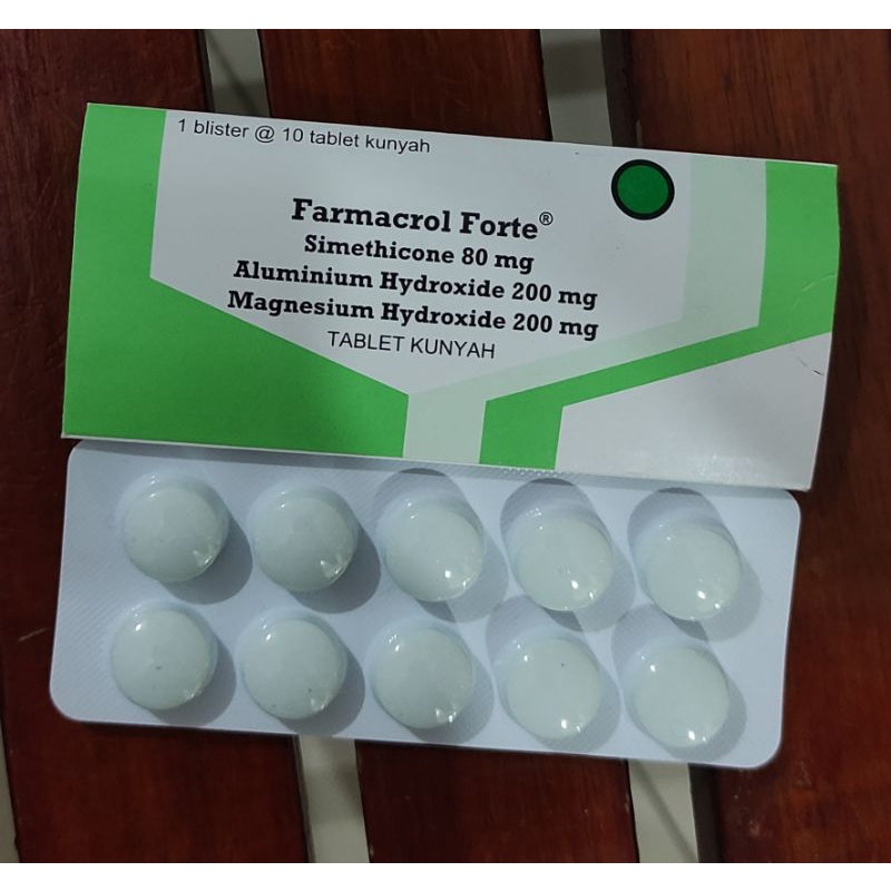 Farmacrol Forte 10 Tablet Kunyah / Obat Maag / Asam Lambung / Perut Kembung