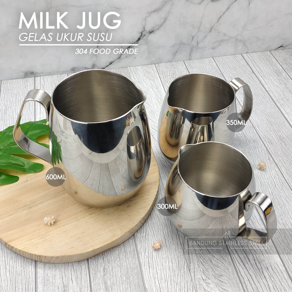 sus 304 Milk jug 300ml cembung bulat pitcher measurement latte jug polos  stainless steel