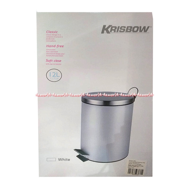 Krisbow Tempat Sampah 12L Tong Tempat Sampah dengan Injakan Push Pedal Kaki Silver dan Tutup Tidak Berbunyi Kris Bin Stainless Steel Fingerprint