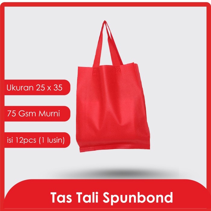 

NEW TAS BELANJA SPUNBOND HANDLE MERAH 25X35 CM GOODIE BAG GROSIR