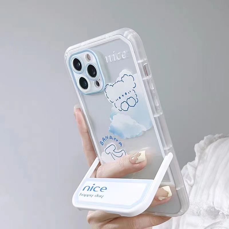 Soft Case Silikon TPU Transparan Motif Awan Beruang Untuk iPhone 13 12 Pro Max 11 XS XR X 8 7 6S Plus